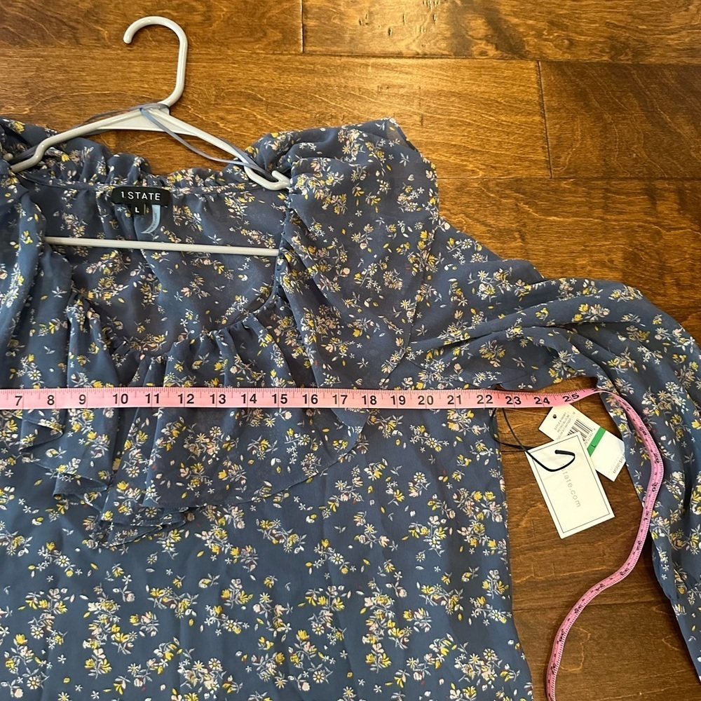 NWT 1. State•Nordstrom Floral Ruffle Collar Blouse Size Large - Picture 13 of 15